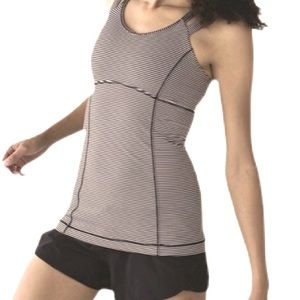 Lululemon NWOT Happy Strappy Tank in Mini Pop Stripe Black Mink Berry Size 4
